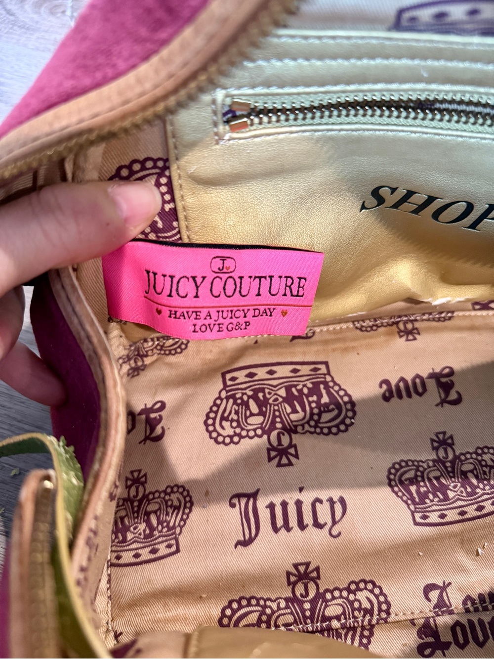 RARE Vintage Y2K Juicy Couture Velour "J" Heart Boston Bag + Pom & Mirror (2004) - Picture 13 of 16
